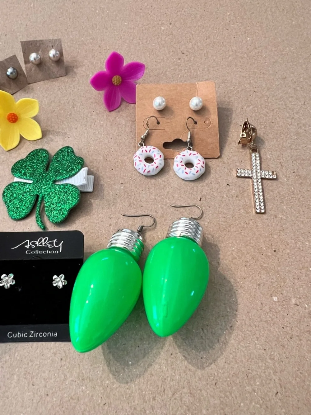 Green Novelty Light Bulb Drop Earrings - Kids Accessories